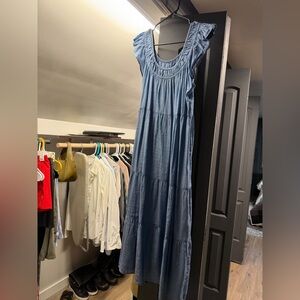 LOFT Light Blue Ruched Dress